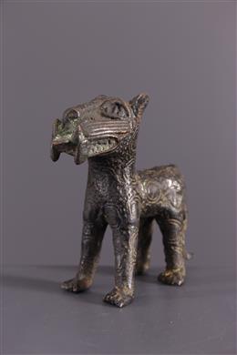 Afrikanische Kunst - Miniatur Leopard in Bronze Benin bini edo