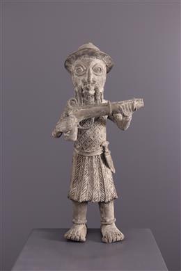 Afrikanische Kunst - Effifie eines Kriegers Bini Edo Benin in Bronze